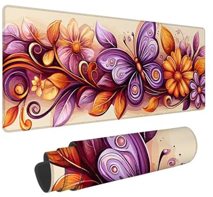 Tappetino per Mouse XXL 1600 x 800 x 3mm Tappetino Mouse Gaming Grande, Mousepad con Base in Gomma Antiscivolo, Tappeto per Tavolo da Gaming per Mouse e Tastiera, Accessori PC, Regalo (Fiori) V-349