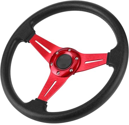 Hethlif Steering Wheel, Sport Steering Wheel Racing Universal Modified Accessory 14in for Car (Red)