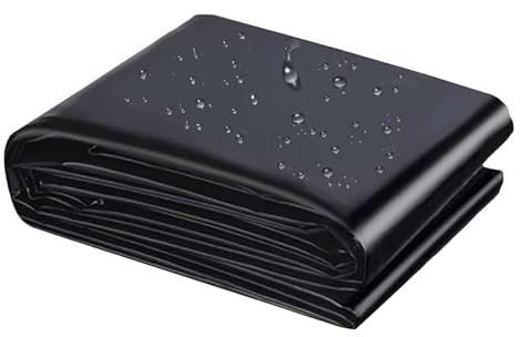 Heavy-Du Black Pond Liner – vattentät fiskdamm för utomhus koi och vattenträdgårdar (1 x 6 m, 3 x 7 m, 4 x 4 m, 5 x 8 m, 6 x 10 m, 7 x 12 m) – 0,2 mm tjockt underlag