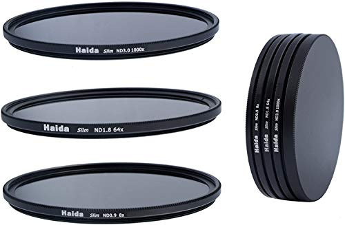 Haida Slim Neutral Graufilterset 49mm - bestehend aus ND8x, ND64x, ND1000x, inkl. Stack Cap Filtercontainer und Cap