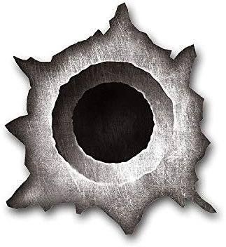 Einschuss-Loch Sticker Bullet-Hole I Auto-Aufkleber I 8 x 9 cm I UV- und witterungsbeständig I für Roller Moped Motorrad Notebook Laptop Kühlschrank I Waschanlagen geeignet I schwarz grau I kfz148