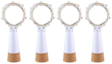 UMIWE LED Flaschenlichter mit Korken, USB Wiederaufladbare Wasserdichte Korkenlichter für Weinflaschen, 1.5m/5ft 15 LED Lichterkette für DIY Weihnachten Halloween Partys Hochzeit Geburtstag 4 Stuck