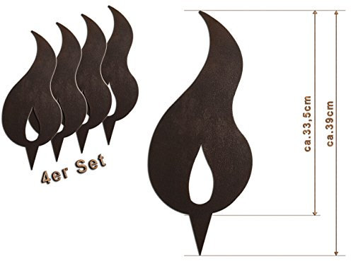 Edelrost Deko-Flamme 4er Set (Eine Spitze) Größe XL/ 39cm: Wunderschöner Deko-Artikel für Ihre Wohnung - Weihnachts-Deko von Manufakt-Design