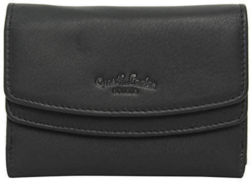 Gusti Geldbörse Leder- Asmund Damen Geldbörse Portemonnaie Brieftasche Geldbeutel Vintage Schwarz Leder