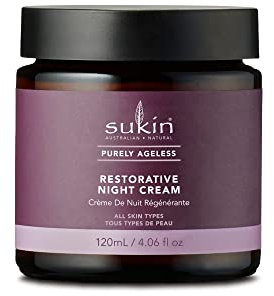 Sukin Purely Ageless Restorative Night Cream 120ml - with Ribose, Macadamia Oil, & Cocoa Butter; vegan friendly - plumps skin, fights the signs of ageing, reduces the appearance of wrinkles.