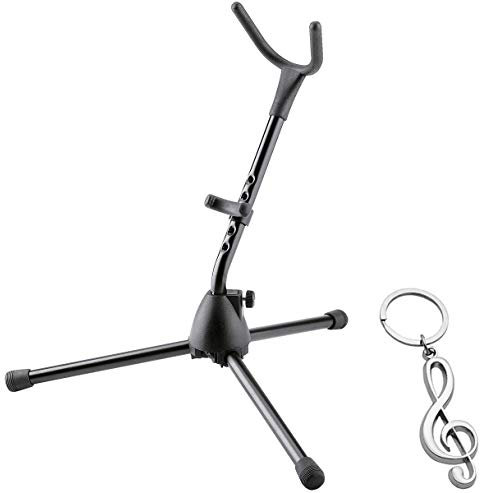 K&M 14300 Saxophonständer Alt Tenor Stativ-Halterung + keepdrum Notenschlüssel Anhänger
