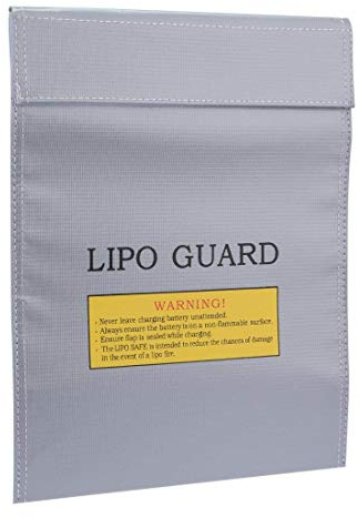LiPo Guard,Fiber Li-Po Battery Safety Bag Fireproof Document Bag Resistant Explosion Guard for RC Batteries Protect Your Valuables Documents Money Jewelry 18 * 23CM Gray