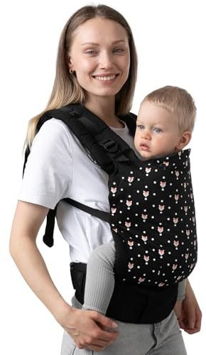 DROMADER Ergonomische Babytrage für Kinder von 6-15 kg - Vorder- und Rückentrage - Verstellbare Träger - Handgefertigt aus 100% Baumwolle - Maschinenwaschbar - FOX