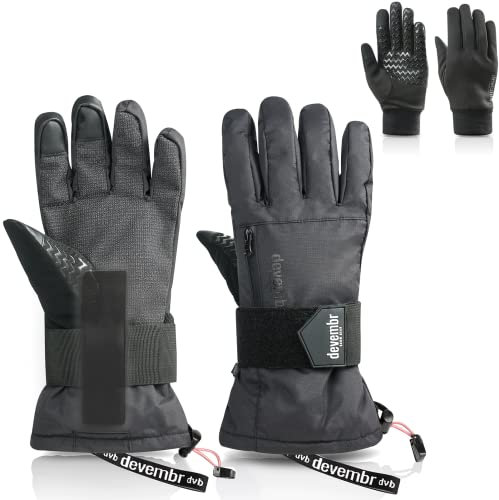 devembr Advanced Ski-Handschuhe mit Handgelenkschutz und Herausnehmbarem Innenfutter, M
