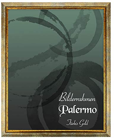 BIRAPA Palermo Bilderrahmen 50x70 cm Türkis Gold - Antiker Vintage Rahmen