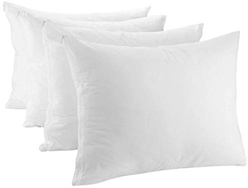 Craft Native Pack de 4 protectores de almohada con cremallera, 100% algodón, fundas de almohada transpirables, estándar del Reino Unido 48x74cm, antialérgicos, antiácaros, fundas de almohada premium