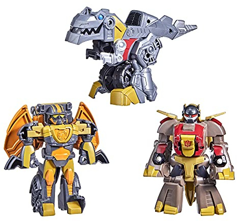 Transformers Dinobot Adventures Dinobot Squad Grimlock, Dinobot Snarl, and Predaking 3-Pack Converting Figures, 4.5-Inch Toys, Ages 3 and Up (Amazon Exclusive)