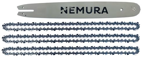 Nemura Guía de cadena 45 cm y Lote de 3 cadenas para motosierra - Compatible con Stihl MS250, MS250C, MS251, MS251C, 025-68 Eslabones - Passo 325 - Calibre 1,6 mm - Servicio postventa en Español