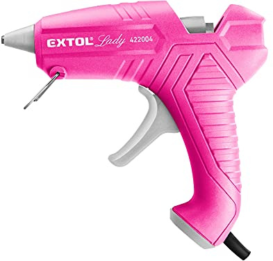 Extol Lady 422004 - Pistola de pegamento caliente, 40 W, boquilla fina (10 g/min) + 3 barras de pegamento, diámetro de 11 mm