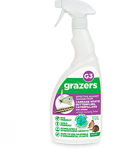 Grazers G3 Caterpillar Deterrent, Ready To Use, Eco-Friendly, Pet Safe, Child Safe, Does Not Harm Wildlife, Ideal for Ornamental & Edible Plants, 1 x 750ml Spray Bottle