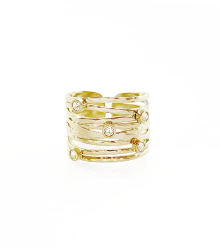 Paloma Bijoux Bague multirangs ajustable avec cristaux en acier inoxydable tendance pour femme
