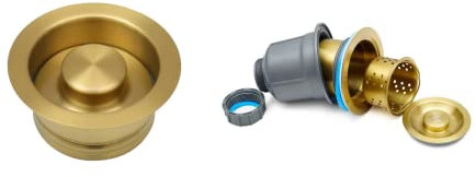STARSTAR Kitchen Sink Flange Stopper Garbage Disposal Flange for Fit 3-1/2 Inch Standard Sink Drain Hole (NK Strainer & Flange Gold)