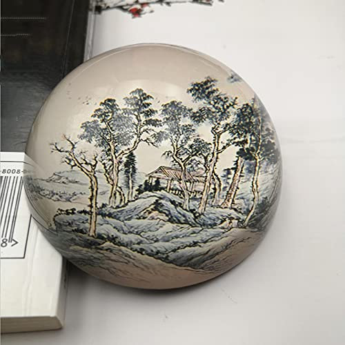 Kristall Ornament Baum Landschaft Glas Halbkugel Briefbeschwerer halbe Kugel Figur handgemachte Kunst Geschenk Home Office Tisch Ornament Ball