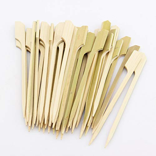 Generico 300 Stück 3 Packungen mit 100 Stränden, 25 cm, biologisch abbaubar, sterilisiert, Flagge Spieß Holz Brötchen Hamburger 3 BAND25