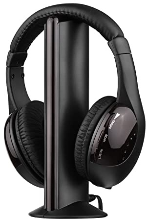 Auriculares inalámbricos Karlak 5 en 1 Multifuncionales: Auriculares, Chat, Monitor, Radio FM y Cable con Micrófono (Negro)