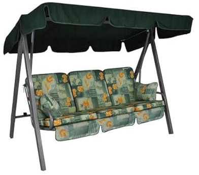 Angerer Freizeitmöbel GmbH Hollywoodschaukel Select - Gartenschaukel Made in Germany - Schaukel zum Sitzen, Liegen und Entspannen - inklusive Bett-Funktion - einfache Montage (Grün-Orange geblümt)