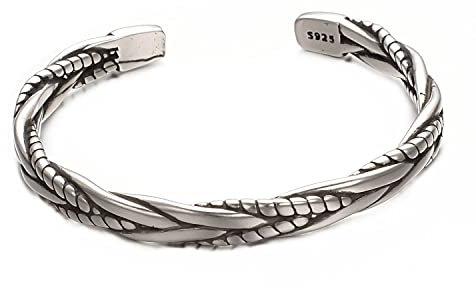 vissen Silber Armband Vintage Armreif Edelstahl Herren Armband Offene Damen Manschetten Armreif Silber Herren Geflochtene Muster Manschette Armschmuck