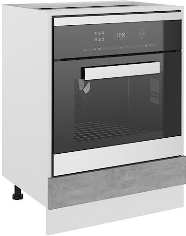 homiuse Herdumbauschrank Betongrau 60x46x81,5 cm Holz Küchenschrank Kitchen Cabinet Kleine Küchenschränke Einzeln Ofenschrank GeschirrspüLer Schrank 1 Regal Ohne Arbeitsplatte