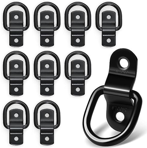 Moollyfox 10 anelli di ancoraggio con viti e staffe, anelli di ancoraggio in acciaio inox, anelli di montaggio a D 400 kg, gancio di ancoraggio a D per rimorchi, auto, camion