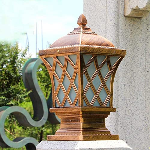 MODEBHD Europäische wasserdichte Rasen Lampe Traditionelle Rasen Led Lampe Victoria Glas Laterne Landschaft Garten Villa Säule Straßenlaterne Outdoor Stehlampe Regenfest Lampe
