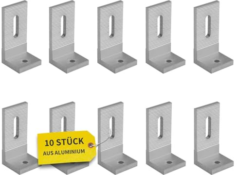 Avoltik 10x 90° L-Winkel zur Befestigung für PV Modul Halterung I L-Montagewinkel aus Aluminium I 90 Grad Winkel-Verbinder für Solarpanel-Montage I robuster Befestigungswinkel für Balkonkraftwerk