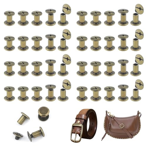 JJWNMLL 85 Sets Chicago Buchschrauben, Bronze M5*8mm Schrauben Ledernieten | Metall Nieten Chicago Schrauben für Taschen, Handwerk, Kragen, Geschirr, Gepäck, Geldbörse