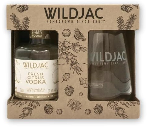 Wildjac Fresh Citrus Vodka & Glass Gift Set – 20cl Bottle | 37.5% ABV | British Craft Vodka with Zesty Lemon & Grapefruit | Includes Branded Tasting Glass