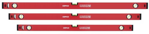 GEPCO 3-tlg SET Profi Wasserwaagen Industrie 120 + 150 + 180 cm Aluminium 1.2 mm Richtwaage Messwaage Bauwaage 3 Libellen