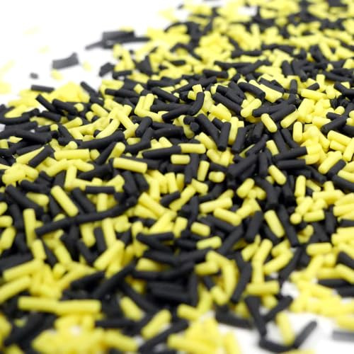 Streuselheld Jimmies Schwarz & Gelb 40g Zuckerstreusel | Sprinkles in Fussball Farben als Topping für Torten, essbare Deko-Streusel für Muffins, Cupcakes und Geburtstagskuchen