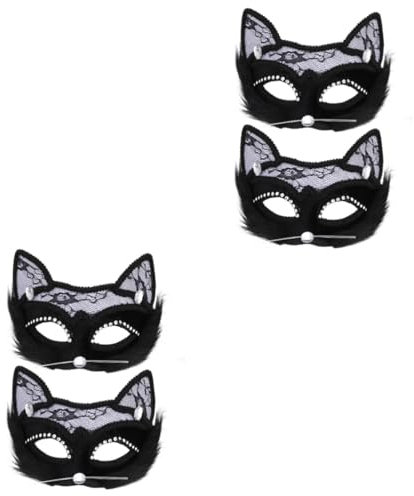 SHERCHPRY 4 Stück Katzenmaske Katzenaugen Zubehör Augen Requisiten Spitze Party Dekorationen Augenspielzeug Halloween Augenmaske Halloween