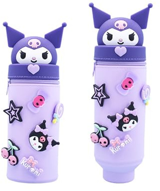 Krilucly Cartoon Federmäppchen Reißverschluss, 2 in 1 Aus Federtasche Mädchen Aus Weichem Silikon, Niedliche Schulbedarf, Tier-Stifthalter, Stifteköcher Schminke Tasche für Studenten Mädchen Jungen