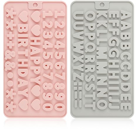 Lotsdonxia 2-Piece Silicone Alphabet Mould Set – Happy Birthday Letters & Numbers Molds for Cake Decoration, Chocolate Making, and DIY Baking Projects