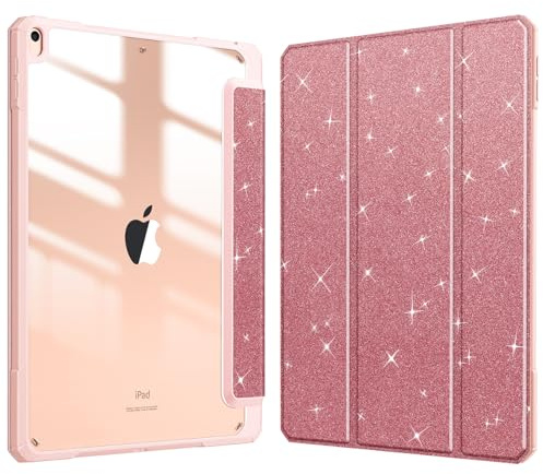 Fintie Funda Durable para iPad Air 10.5 3 Gen 2019 / iPad Pro 10.5 2017 | [Soporte para lápices Integrado] - Carcasa Trasera a Prueba de Choques Auto-Reposo/Activación, Oro Rosa Brillante