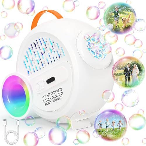 Seifenblasenmaschine, RGB LED Automatische Seifenblasenmaschine Seifenblasen Kinder, Wiederaufladbarer 20000+ /Min Blasenspielzeug für Kinder/Hochzeit/Geburtstag/Festival/Geschenk