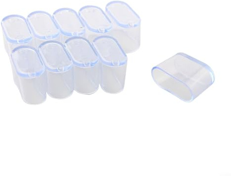 Gummi-Möbelfüße, Endkappenstopper, Stuhlbeinkappe, ovale Abdeckungen, Möbeltischfüße, Bodenschutz, flexible gummiartige Abdeckung, kratzfest, Möbelboden, 10 Stück (transparent, 16 x 34 mm)