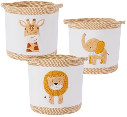 Tidelit Baby Toy Storage Box Organiser 3-Pack, Kids Laundry Basket Baby Washing Basket Cute Animal Toy Storage Baskets for living room Kids Bedroom Nursery Storages