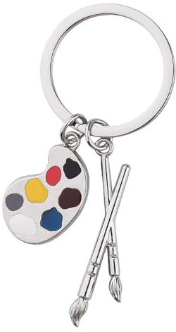 Guqqeuc Artist Platte Keyring Gift for Art Lovers Best Friend Art Birthday Gifts for Son Daughter Christmas Gifts for Artist Artists Artistic Gifts for Women Men Paintbrush Keyring Gifts for Painters