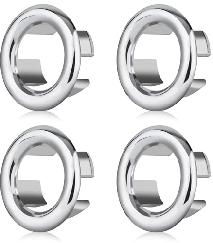 8PC Sink Overflow Ring, 30mm Silver Kitchen Bathroom Sink Hole Round Overflow Cover Basin Trim Overflow Drain Cap Cover Insert in Hole Spares, for Bathtub, Kitchen, Sink