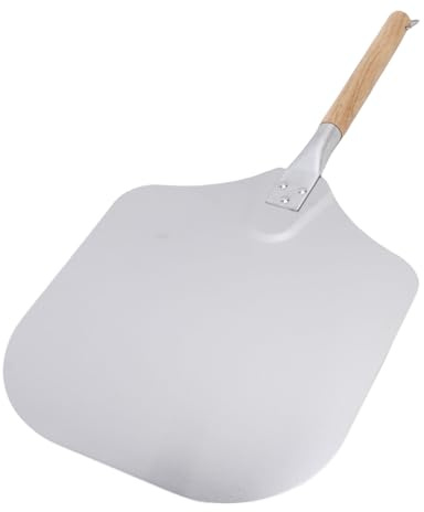 Asixxsix Pell à Pizza en Aluminium, Paddle de Pizza 12 Pouces avec Longue Poignée en Bois pour Cuisiner des Pizzas Maison Gâteaux et Pâtisseries