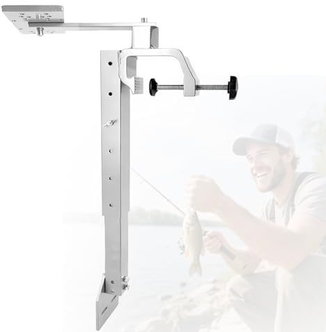 BONJUME Fischfinderhalterung, Fischfinder Echolot Angeln Halterung 360° Schwenkbarer Aluminium Fischfinder-Halterung Premium Montagematerial Stabile Rostbeständig für Bootsangeln Höhe 36-59cm