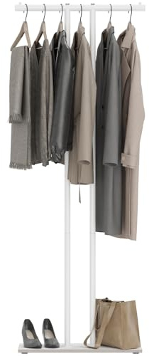 OUTBROS Garderobenständer, Stehende Kleiderstange – Kleiderständer zum Aufhängen von Kleidung für das Schlafzimmer – 60 cm Breiter, Strapazierfähiger Coat Rack aus Metall (Weiß)