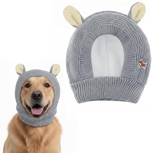 Cappello Invernale per Cani, Cappello Lavorato a Maglia per Cani, Caldo, Confortevole, Cappelli Invernale per Animali Domestici, Cappelli Invernale Caldo, Copricapo per Gatti Cane - Grigio