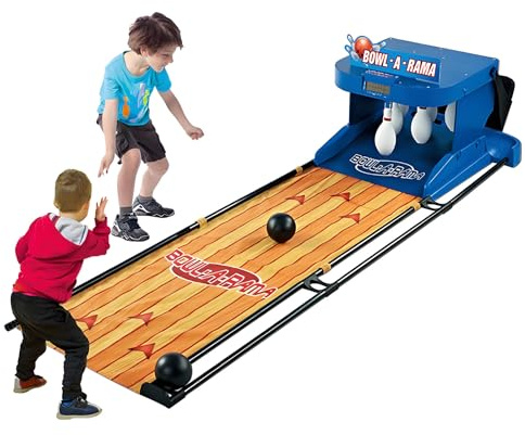 AityBuy Electronic Bowling Alley Game,Indoor Bowling Ball Set with LED Scoreboard,Simulation Sound Effect, Foldable Indoor Family Game Bowling Set,Electric Bowling Machine 3.5m/11ft
