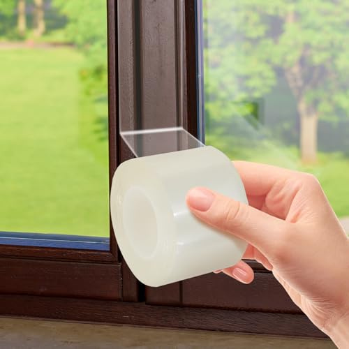 Ennoxwi 5cm x 10m Weather Sealing Tape, Cinta de Sellado, Cinta Aislante contra Corrientes de Aire y Humedad, Cinta Adhesiva Transparente Impermeable para Puertas y Ventanas,No Deja Residuo al Retirar