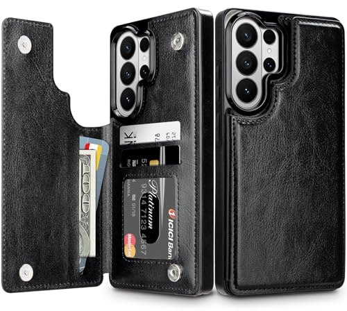 Coolden for Samsung S26 Ultra Case Wallet with Card Holder Shockproof Flip Folio Soft PU Leather Magnetic Closure Heavy Duty Durable Protective Cover for Samsung Galaxy S26 Ultra Phone Case (Black)